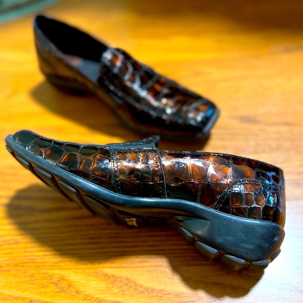 Brown slip on dress shoes 8.5